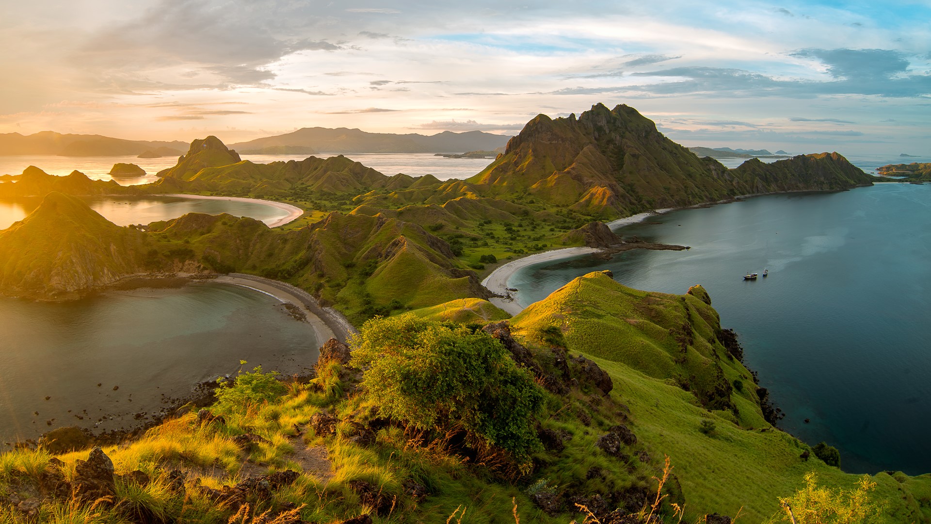 beautiful sunset in padar island